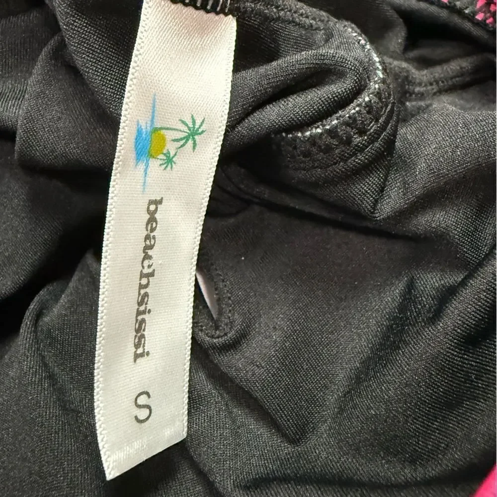 NWT Beachsissi Pink & Black Tropical One Piece Swim Suit